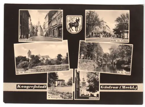 AK, Güstrow, sechs Abb. und Wappen,  gestaltet, 1964