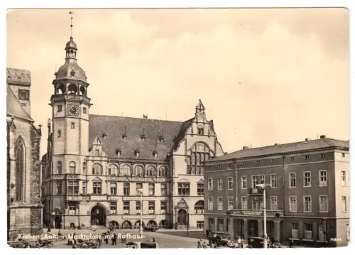 AK, Köthen Anh., Marktplatz mit Rathaus, 1958