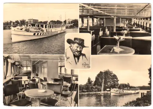 AK, Berlin, Weiße Flotte, Dampfer "Heinrich Zille", fünf Abb., 1964