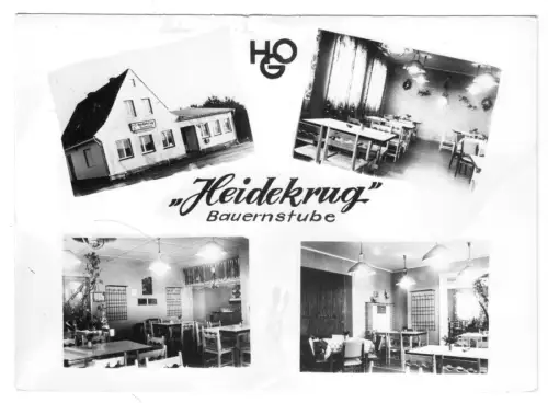 AK, Plau Meckl., Kr. Lübz, HOG "Heidekrug", Bauernstube, vier Abb., Echtfoto