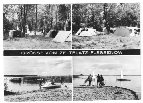 AK, Flessenow Kr. Schwerin, Zeltplatz Flessenow, vier Abb., 1969