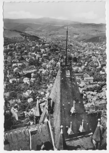 AK, Wernigerode Harz, Blick vom Feudalmuseum auf die Stadt, 1956