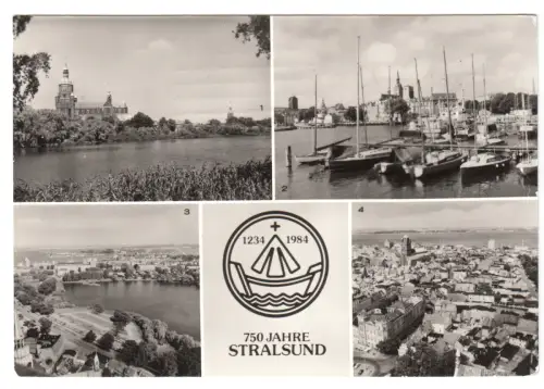 AK, Stralsund, vier Abb., 750 Jahre Stralsund, 1983