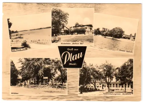 AK, Plau Meckl., Kr. Lübz, fünf Abb., gestaltet, 1963