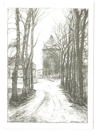 AK, Plau Meckl., Kr. Lübz, Blick zum Burganlage, Künstlerkarte, um 1990