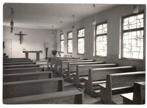 Foto im AK-Format, Ostseebad Binz Rügen, Kirche, Innenansicht, um 1970
