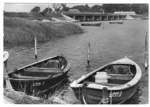AK, Ummanz, OT Waase, Rügen, Fischereihafen und Brücke, 1985