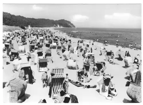 AK, Baabe Rügen, Strand, belebt, 1968