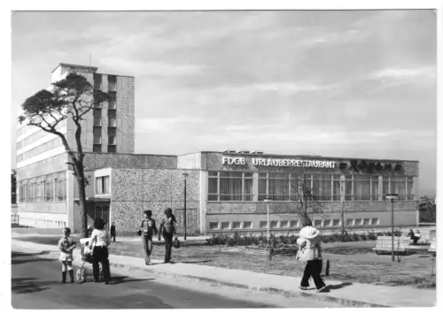 AK, Ostseebad Binz Rügen, Urlauberrestaurant "Rügen", FDGB-Heim "Arkona", 1976
