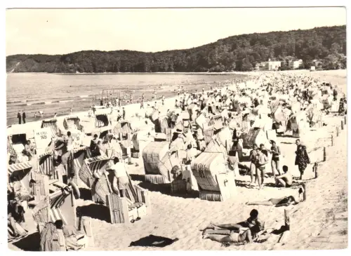 AK, Ostseebad Binz Rügen, Strandpartie, belebt, 1975
