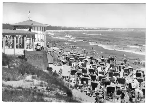 AK, Ostseebad Binz Rügen, Strand beim Kurplatz, belebt, 1974