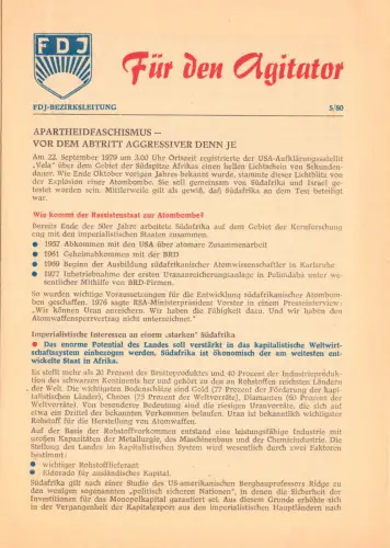 sieben Agitations- und Propagandamaterialien der FDJ aus den 1980er Jahren