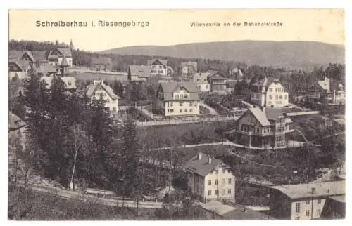 AK, Schreiberhau, Szklarska Poreba, Bahnhofstr., 1918