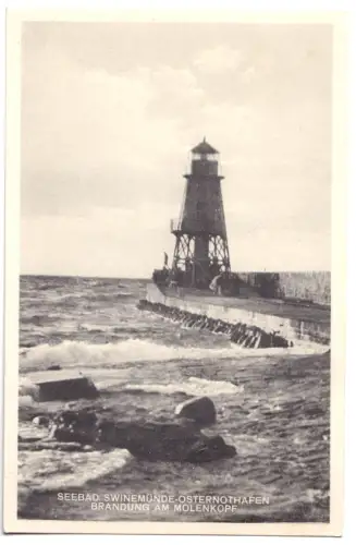 AK, Seebad Swinemünde Osternothafen, Świnoujście, Molenkopf, um 1940