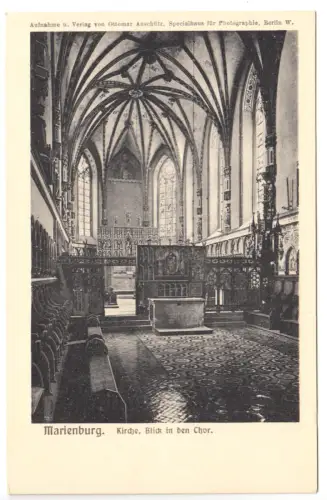 AK, Marienburg Westpr., Malbork, Die Marienburg, Kirche, Bl. i. d. Chor, um 1912