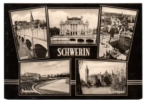 AK,  Schwerin, fünf Abb., gestaltet, 1962