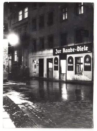 Foto im AK-Format, Berlin Mitte, Raabe-Diele, Nachtansicht, um 1958