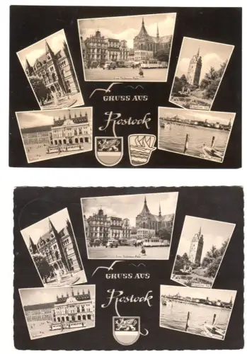 AK (2), Rostock, fünf Abb., zwei Gestaltungsvarianten, 1961 bzw. 1962