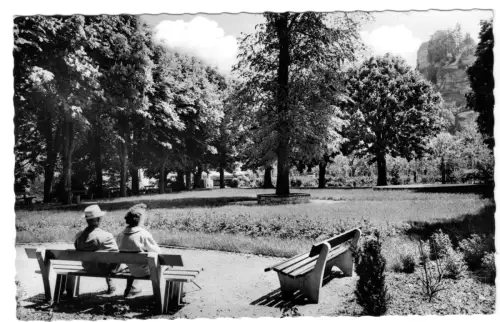 AK, Pottenstein Fränk. Schweiz, Partie im Kurpark, um 1964