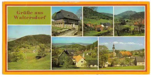 AK lang, Panoramakarte, Woltersdorf Kr. Zittau, sechs Abb., 1986