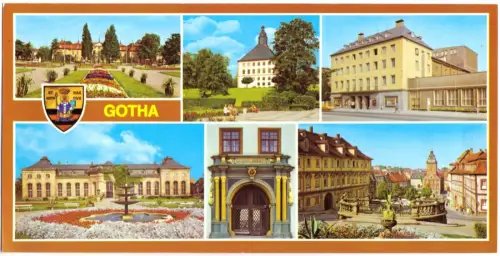 AK lang, Gotha, sechs Abb., Wappen, 1980