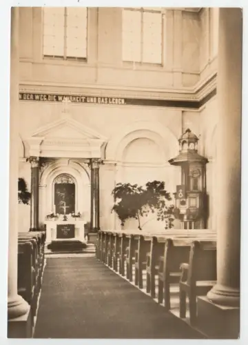 AK, Putbus Rügen, Ev. Christuskirche im Park, Innenraum mit Altar, Kanzel, 1971