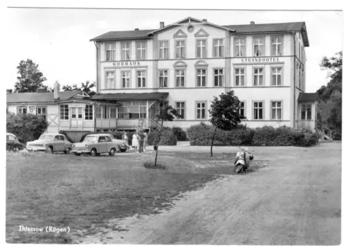 AK, Thiessow Rügen, Kurhaus Strandhotel mit Gaststätte und Kfz, 1967