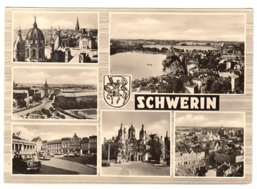 AK,  Schwerin, sechs Abb., Wappen, gestaltet, 1967