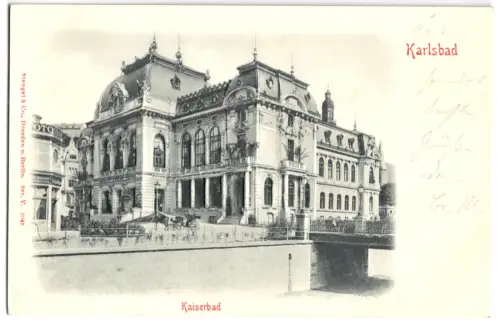 AK, Karlsbad, Karlovy Vary, Kaiserbad, Prägedruckkarte, um 1900