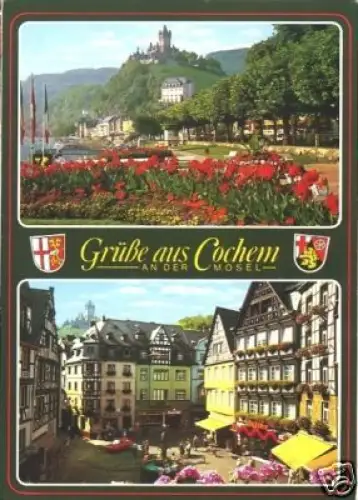 AK, Cochem an der Mosel, zwei Abb., Wappen, ca. 1980