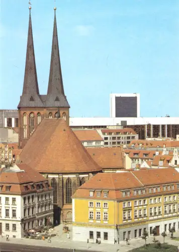 AK, Berlin Mitte, Nikolaiviertel mit Nikolaikirche, Version 1, 1989