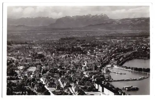 AK, Bregenz, Vorarlberg, Luftbildansicht, um 1938