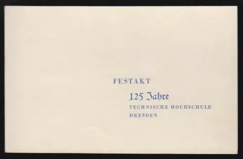 Einladungskarte, Festakt 125 Jahre Technische Hochschule Dresden, 1953