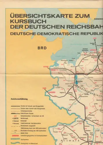Übersichtskarte zum Kursbuch der Deutschen Reichsbahn, 1989
