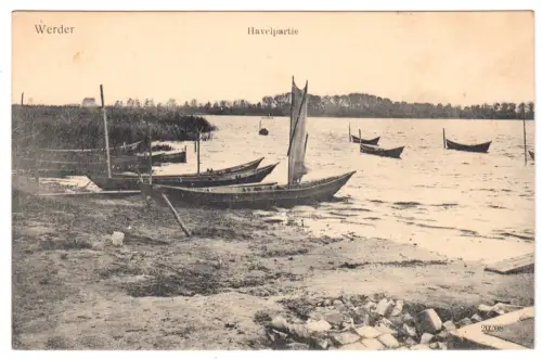 AK, Werder Havel, Partie mit Fischerbooten, 1906