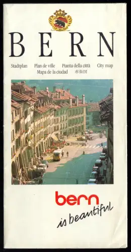 tour. Prospekt, Bern, Schweiz, Panorama-Innenstadtplan, 1989