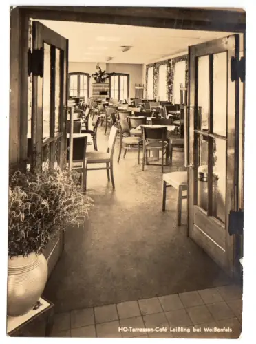 AK, Leißling bei Weißenfels, HO-Terrassen-Café, Gastraum,  1964