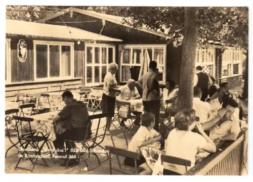 AK, Bad Schandau, Gaststätte "Waldhäus'l", Terrasse, belebt, 1970