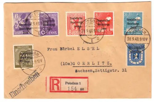 R-Bf, MiF, versch. Ausgaben SBZ, o Potsdam 1, 28.9.48