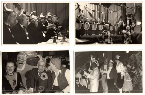 16 Echtfotos im AK-Format, Karneval, Dresdener Raum, um 1953
