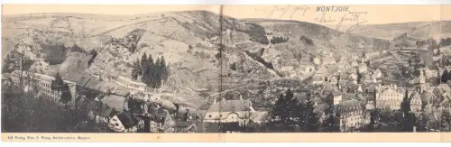 dreiteilige AK, Montjoie, Monschau, Panorama, um 1902