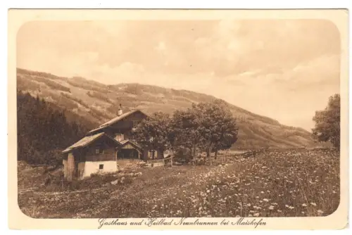 AK, Neunbrunnen bei Maishofen, Gasthaus und Heilbad, um 1928