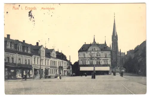 AK, Aue Erzgeb., Marktplatz, 1914
