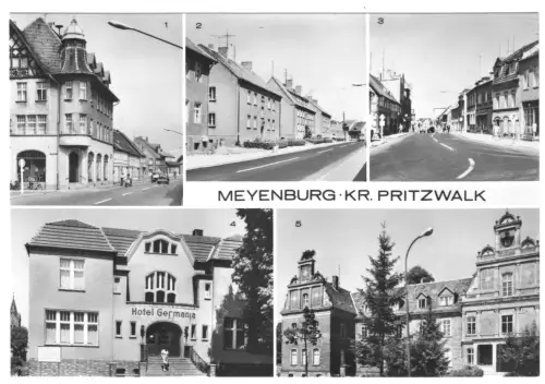 AK, Meyenburg Kr. Pritzwalk, fünf innerstädtische Abb., 1985