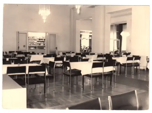 Foto im AK-Format, Sellin? Rügen, Ferienobjekt, Speisesaal, um 1968