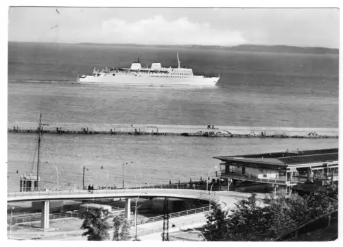 AK, Sassnitz Rügen, Saßnitz, Mole und Fährbahnhof, 1965