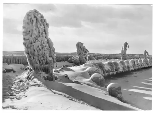AK, Sassnitz Rügen, Saßnitz, Wintermotiv an der Mole, 1980