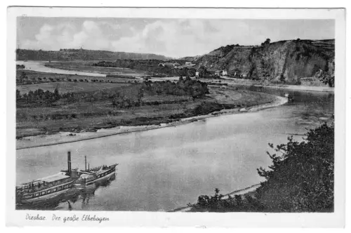 AK, Diesbar Kr. Riesa, Der große Elbbogen, um 1950