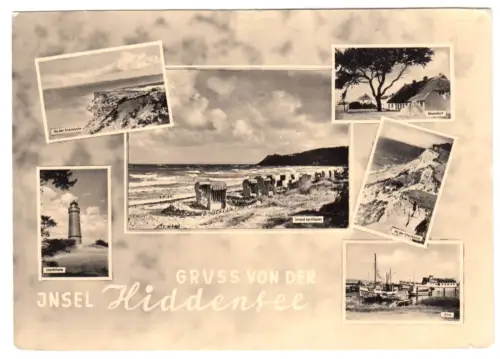 AK, Insel Hiddensee, sechs Abb., gestaltet, 1966