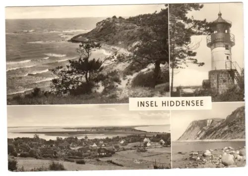 AK, Insel Hiddensee, vier Abb., u.a. Leuchtturm, 1972